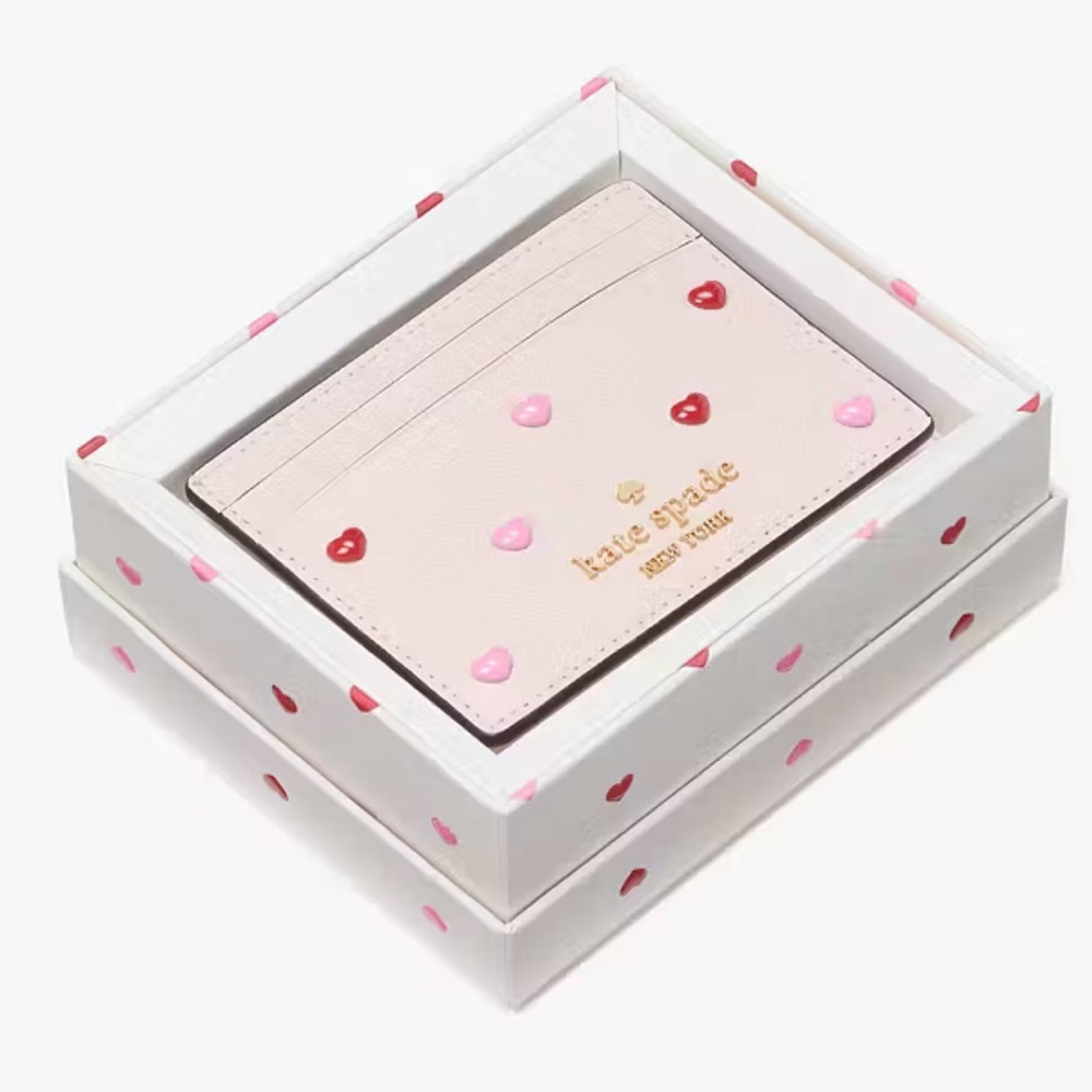 Kate Spade Boxed Madison Heart Studs Small Slim Wallet/ Card Holder